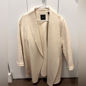 Theory Cream Colored Wool Coatigan Size XL